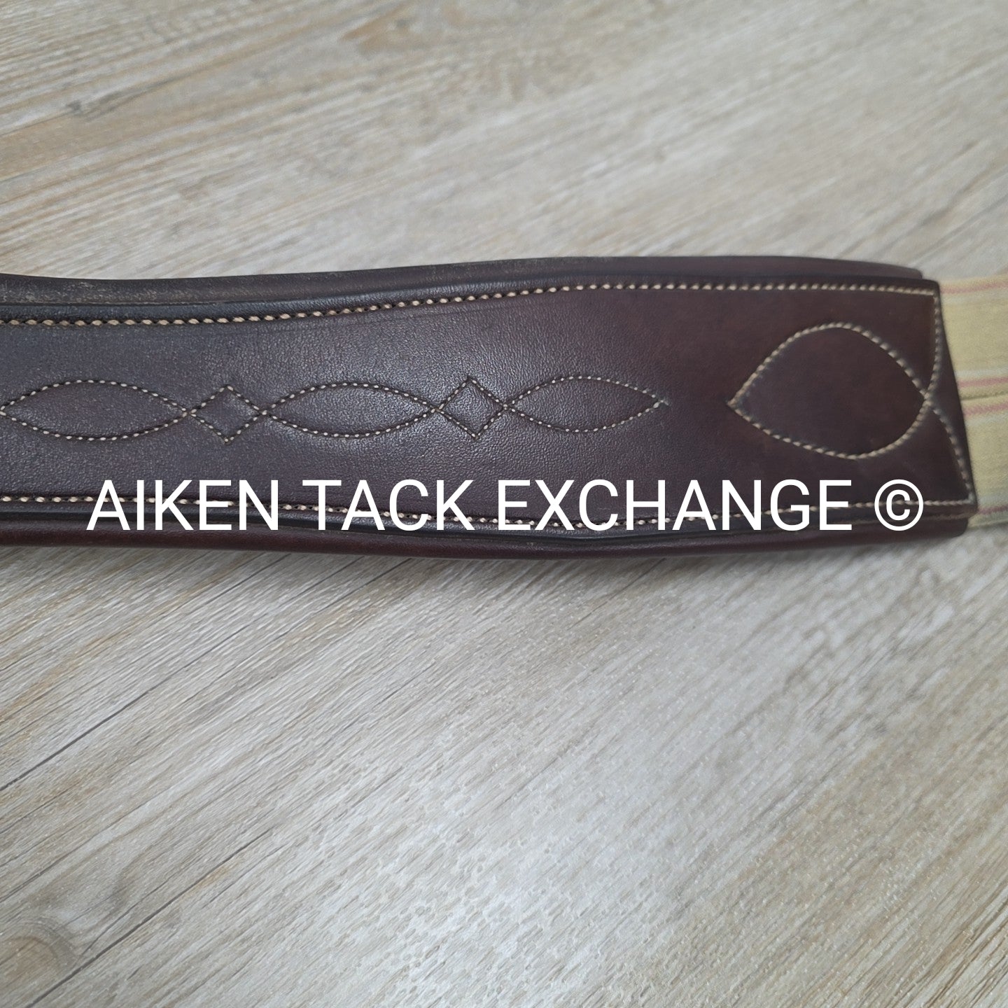 SmartPak Fancy Stitch Girth with Elastic on One Side, Brown, 48"