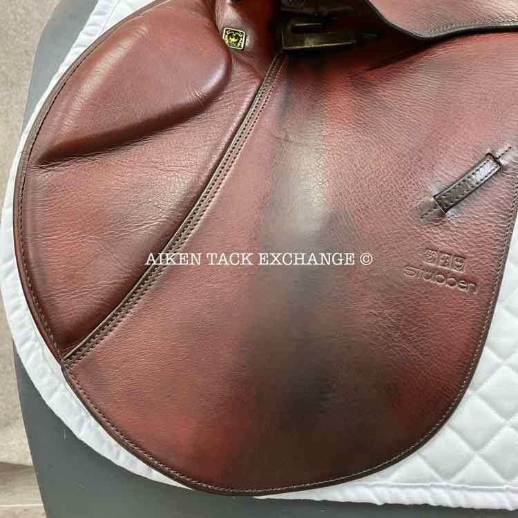 **SOLD** Stubben Edelweiss NT Deluxe Close Contact Jump Saddle, 17" Seat, 29 cm Tree - M/MW, Wool Flocked Panels