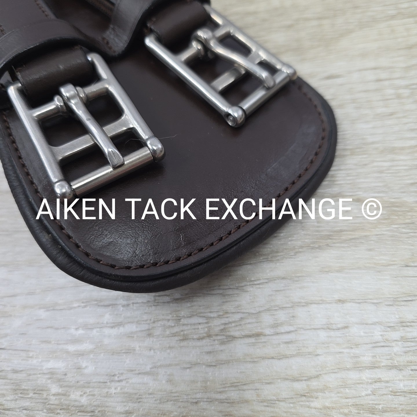 Padded Leather Contour Dressage Girth with Double End Elastic, Brown, 20"