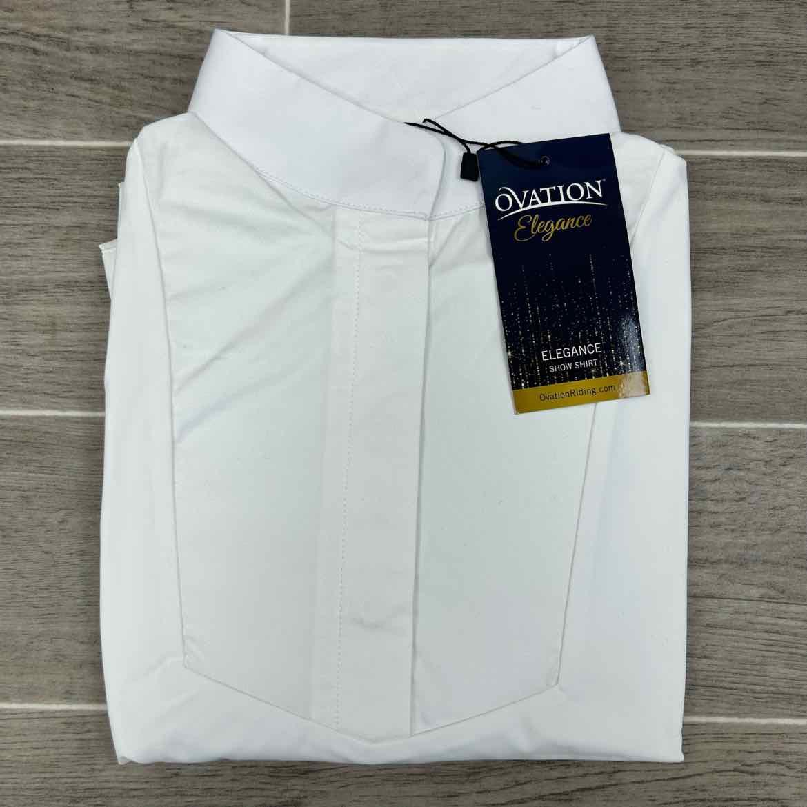 Ovation Elegance Long Sleeve Show Shirt, White, Size Medium