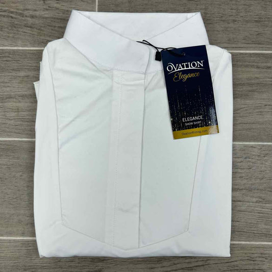 Ovation Elegance Long Sleeve Show Shirt, White, Size Medium