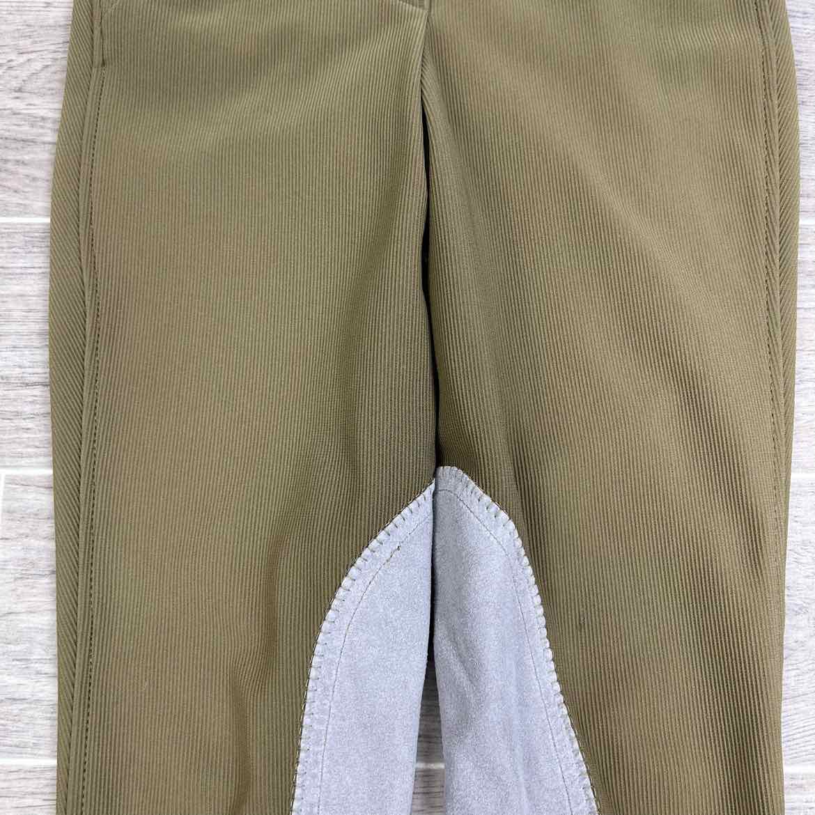 TuffRider Low-Rise Ribbed Knee Patch Breeches, Sage, Women's 26 L