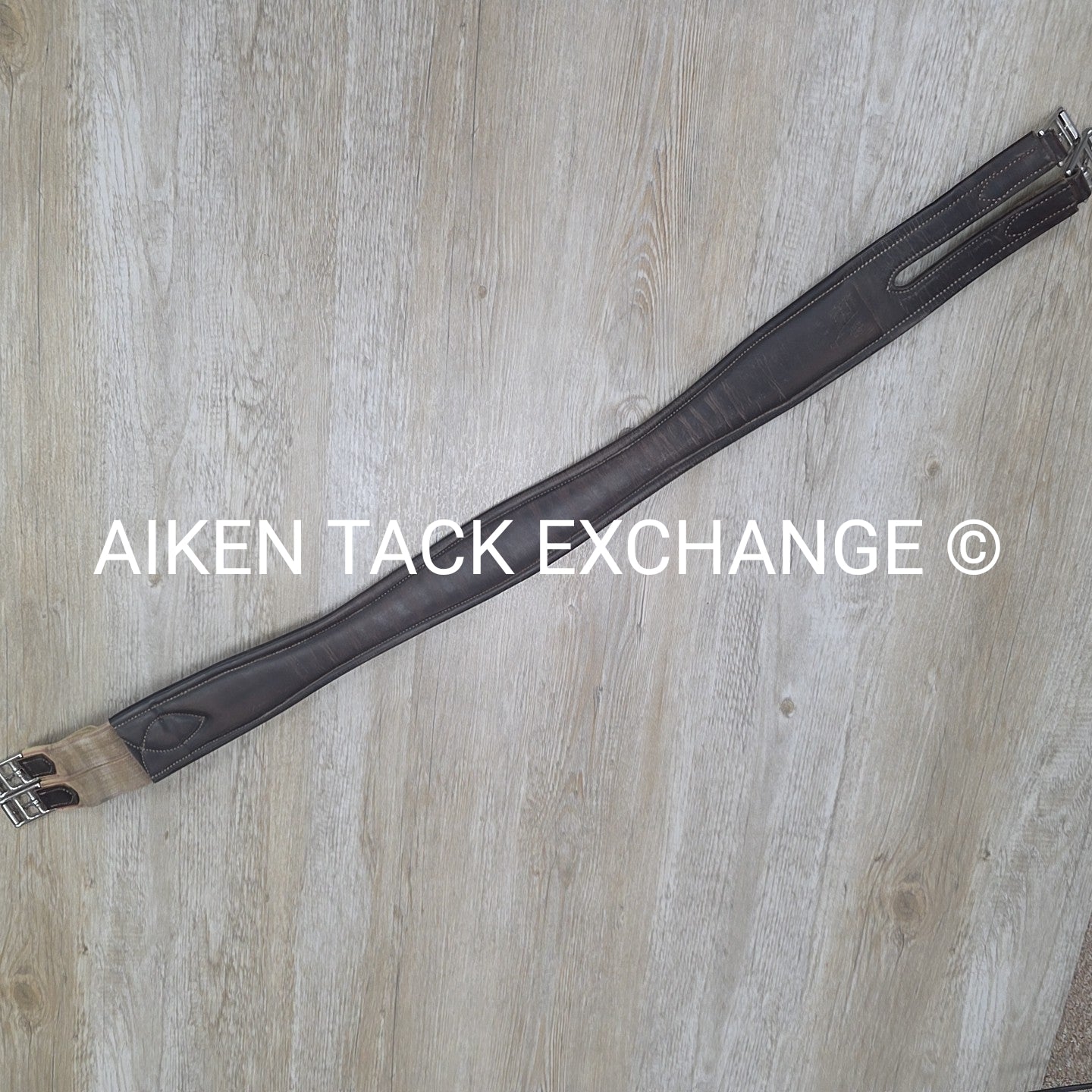 SmartPak Fancy Stitch Girth with Elastic on One Side, Brown, 48"