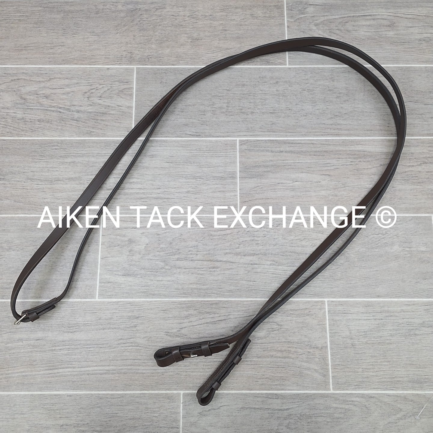 Plain Flat Leather Reins, Brown, 55"