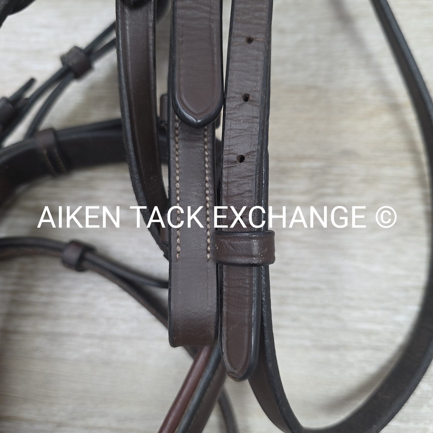 Dy'on Flash Noseband Bridle and Snap Hook with Matching Rubber Reins, Brown, Siz