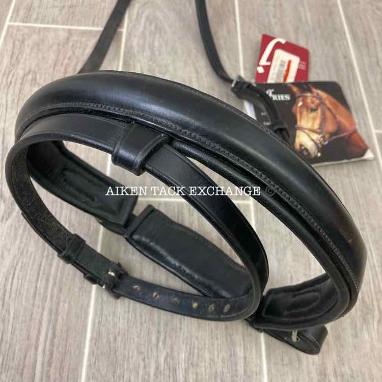 Jeffries Black Padded Leather Crank Flash Noseband, Size Cob, Brand New