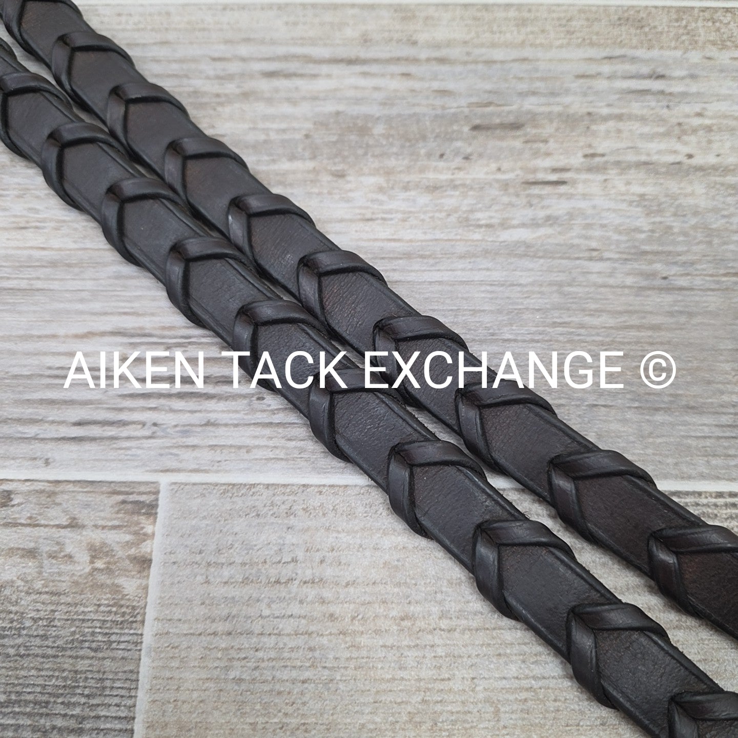 Bobby's English Tack Flat Laced Reins, Brown, 62"