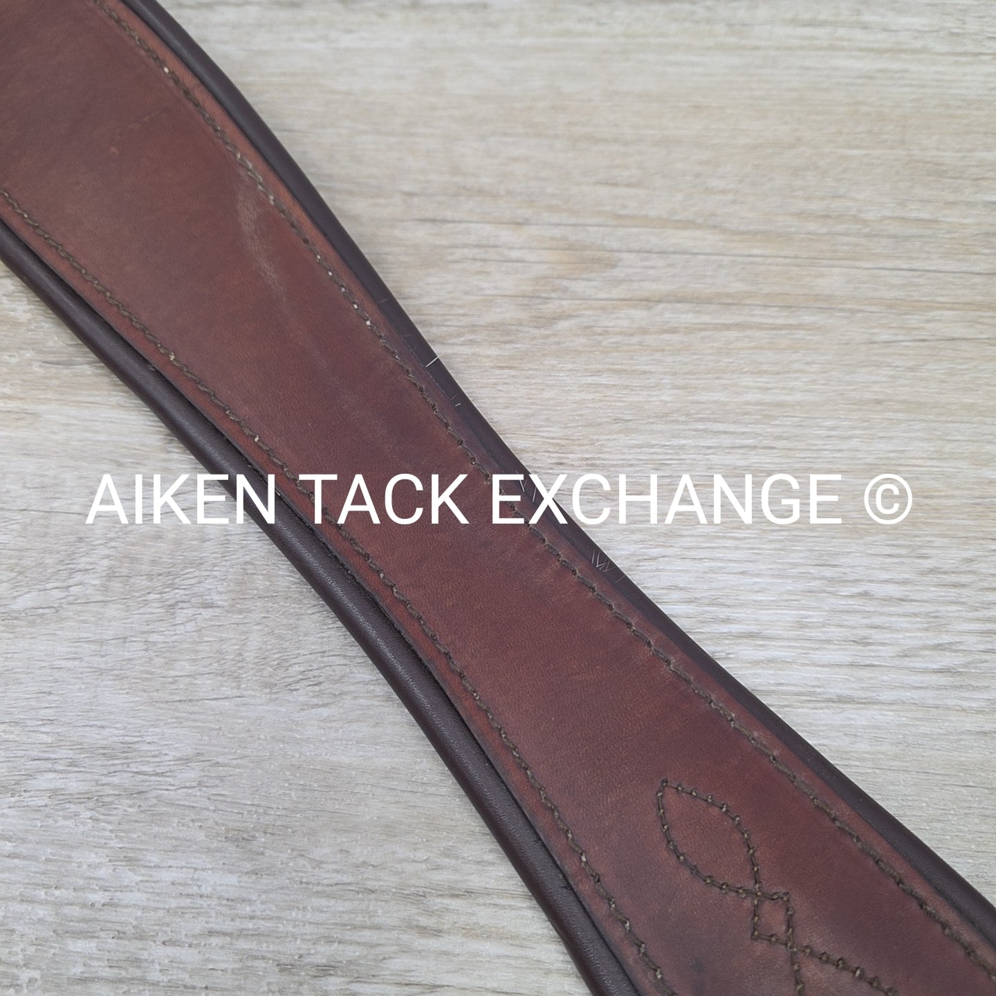 Fancy Stitched Leather Girth with Single Ends Elastic, Brown, 48"