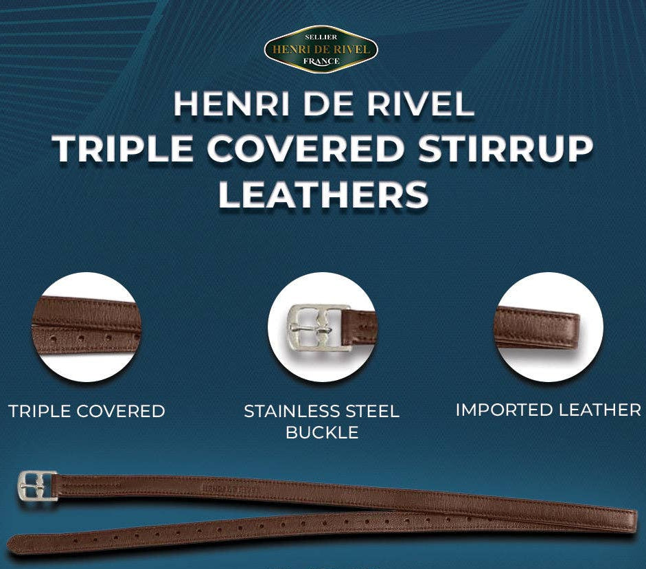 HDR - Henri de Rivel Triple Covered Stirrup Leathers: Australian Nut / 48"