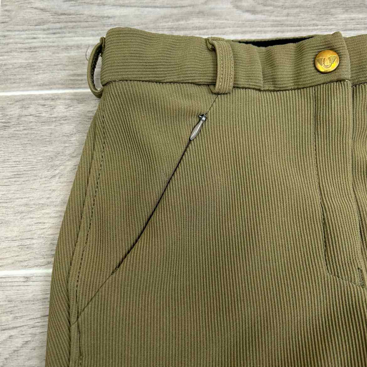 TuffRider Low-Rise Ribbed Knee Patch Breeches, Sage, Women's 26 L