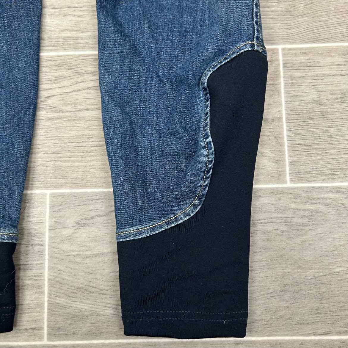 Schockemohle Lyra Silicone Grip Knee Patch Denim Breeches, Size 28 R