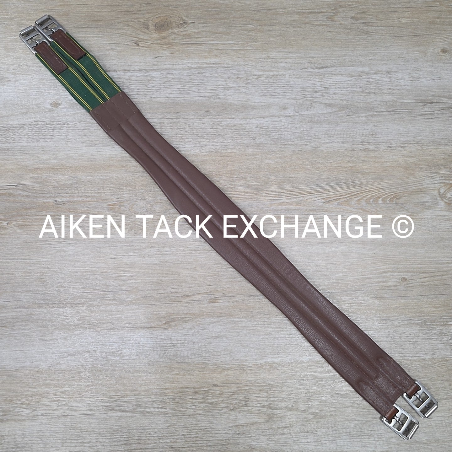 Leather Girth with Single End Elastic, Brown, 40"