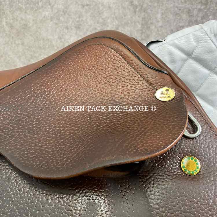 2001 Prestige Hippos Red Fox Close Contact Jump Saddle, 18" Seat, 33 Tree - Medium (Adjustable), Wool Flocked Panels