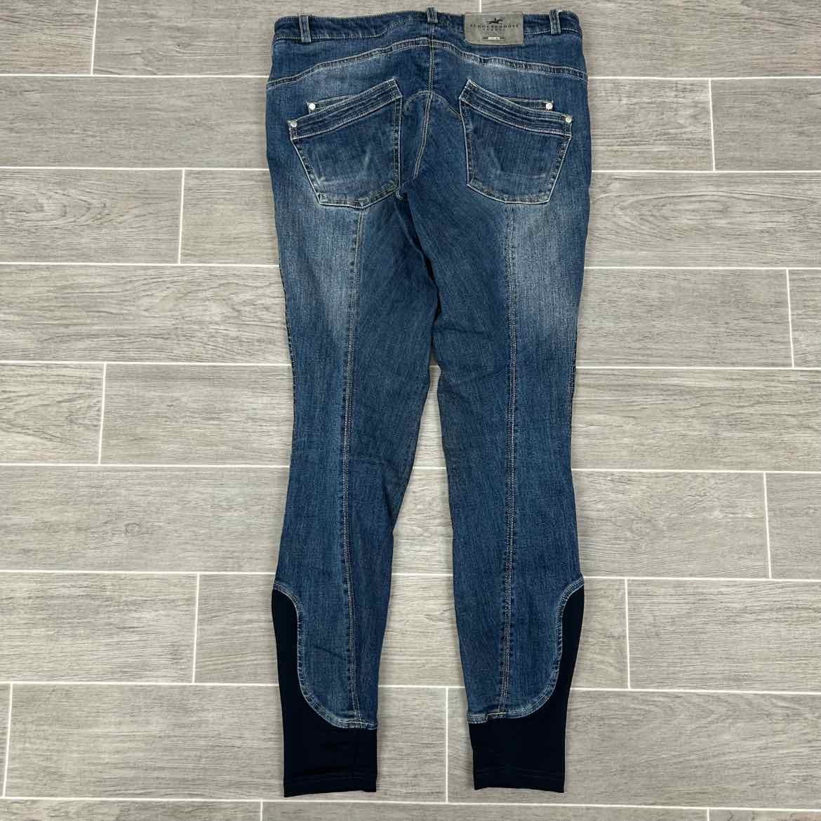 Schockemohle Lyra Silicone Grip Knee Patch Denim Breeches, Size 28 R