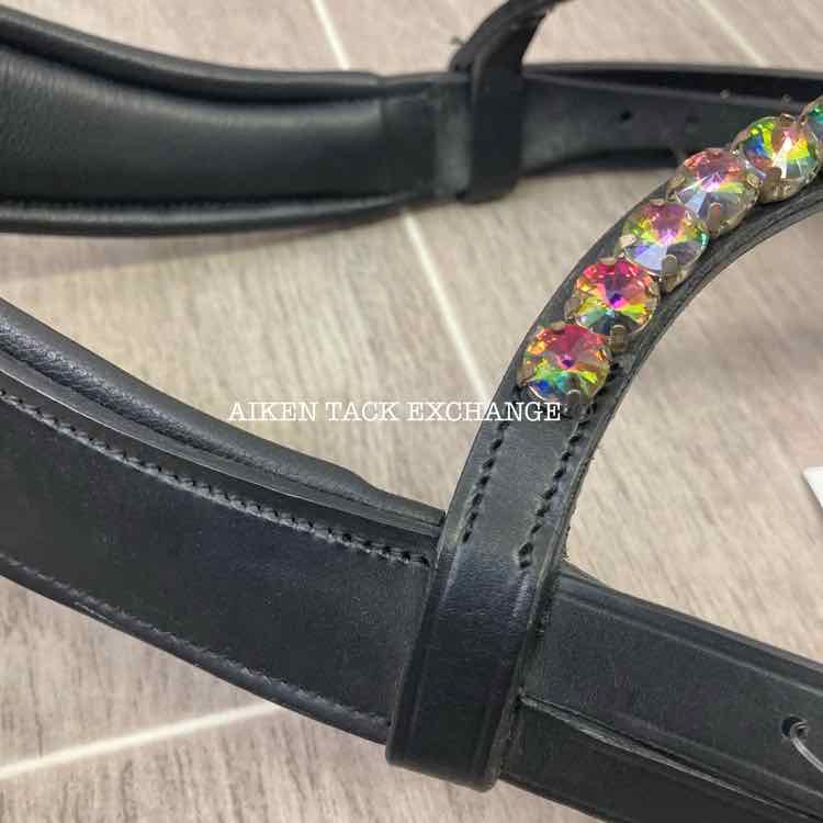 KL Select Ergonomic Flash Dressage Bridle with Bling, Black, Full, Brand New