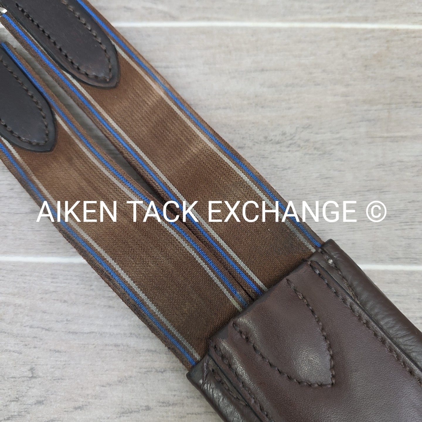 Stubben Leather Girth with Double End Elastic, Brown, 54"
