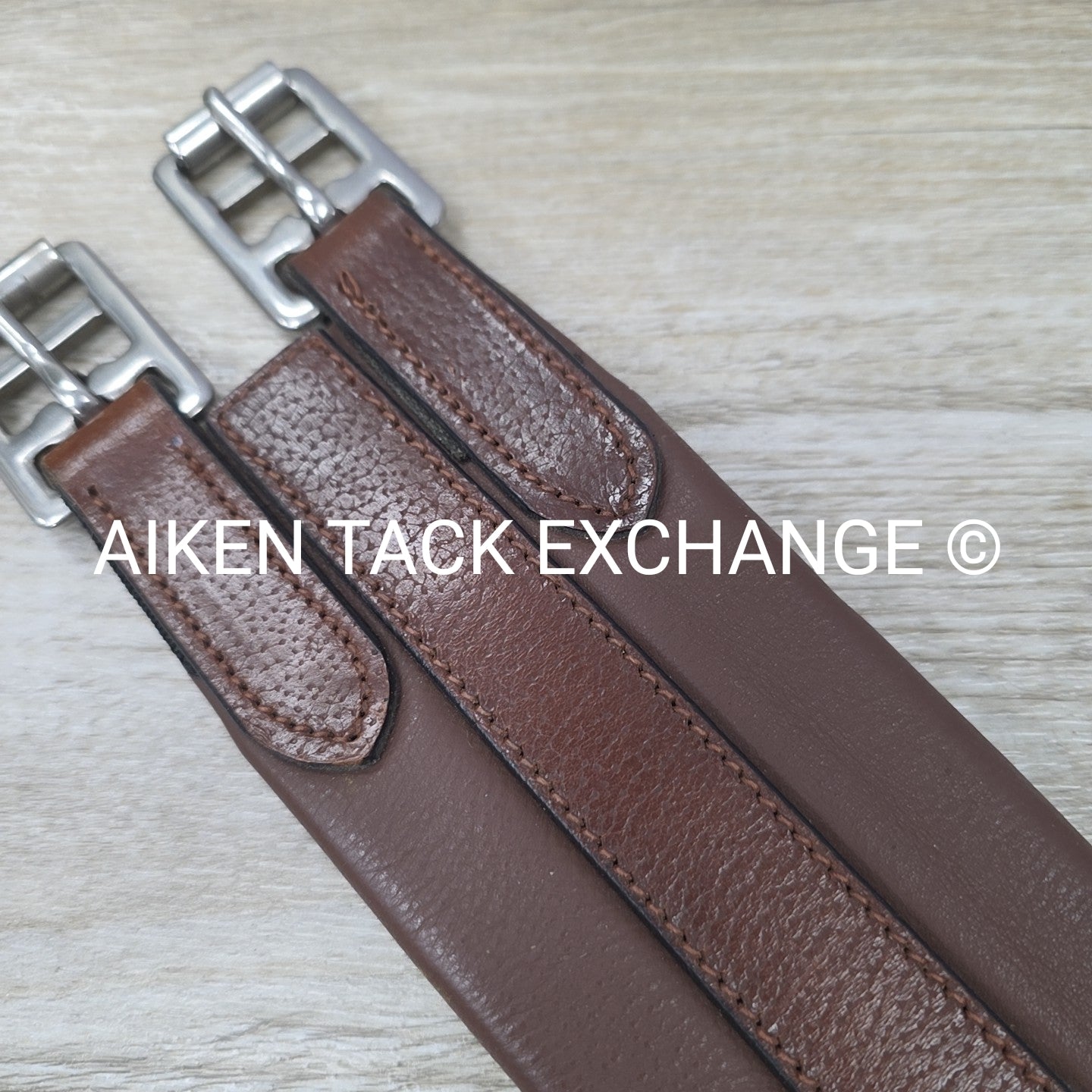 Leather Girth with Single End Elastic, Brown, 40"