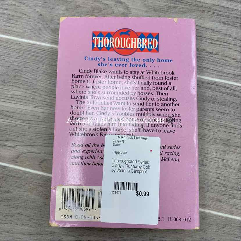 Thoroughbred Series: Cindy's Runaway Colt by Joanna Campbell