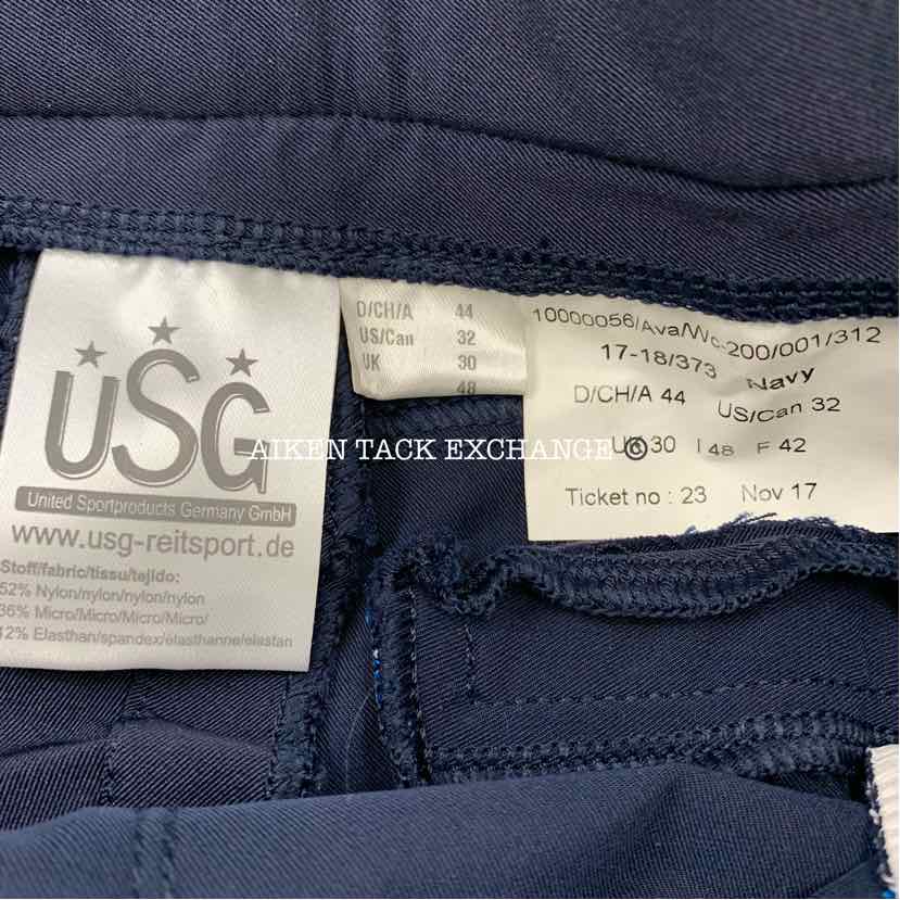 KL Select USG "Ava" Silicone Full Seat Breeches, Size 32