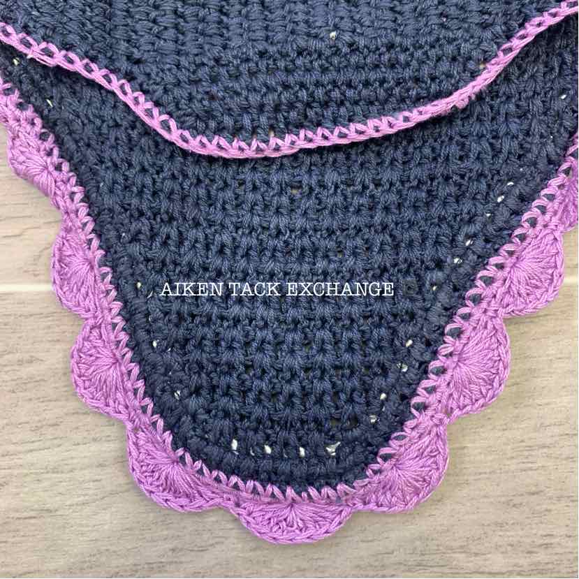 USG by KL Select Fly Veil Ear Bonnet, Navy/Lilac, Size Full, Brand New