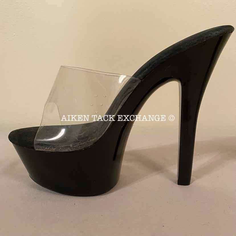 Women's 7, Ellie 601-Vanity Mule with 6" Heel, Clear/Black:Arielle's Wardrobe: Footwear:Ellie:The Aiken Tack Exchange