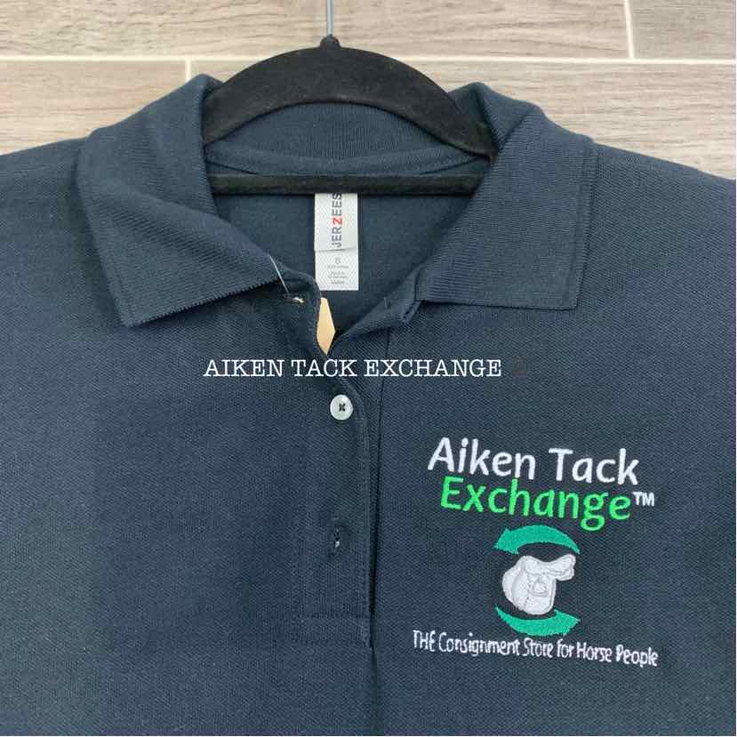 Aiken Tack Exchange Short Sleeve Polo Shirt, Black w/ Logo, Brand New