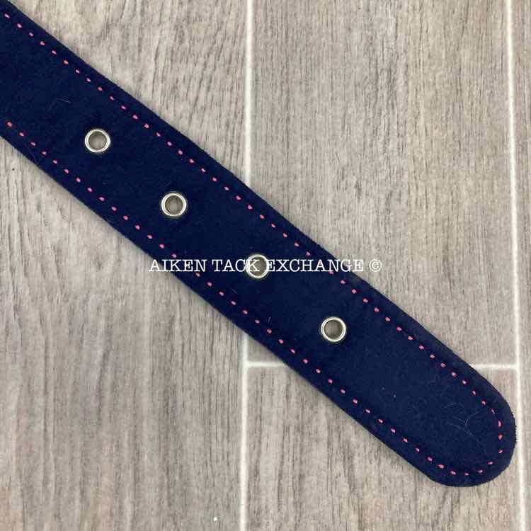 Women's Medium Equine Couture Suede Belt, Navy with Pink Stitching