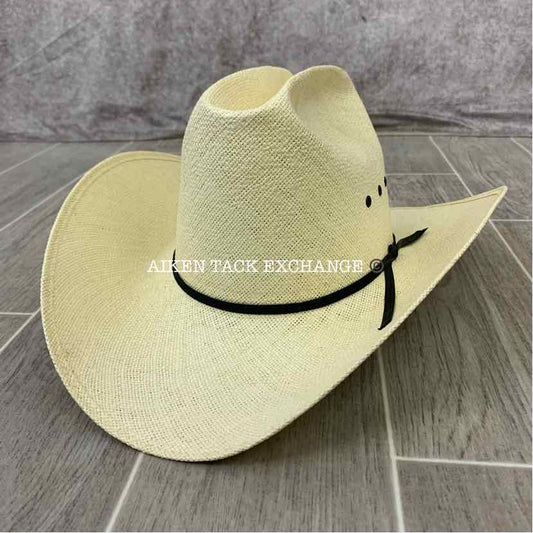 Size 6 7/8 Long Oval Resistol Self Conforming Western Hat, Beige