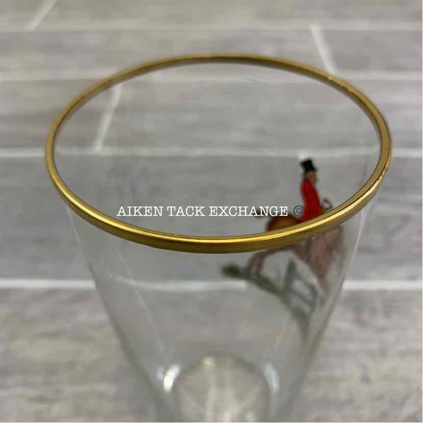 Hunt Scene Tall Gold Rim Glass