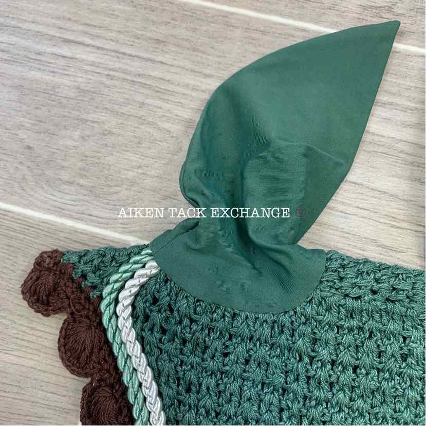 USG by KL Select Fly Veil Ear Bonnet, Dark Green/Ecru/Brown Size Full, Brand New