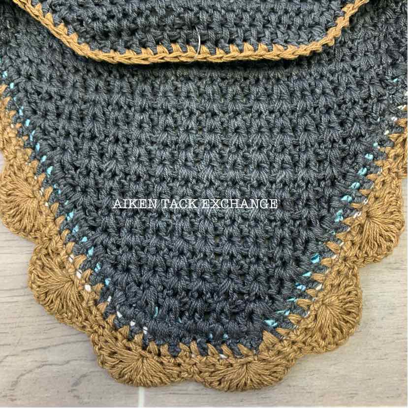 USG by KL Select Fly Veil Ear Bonnet, Anthracite/Brown, Size Full, Brand New