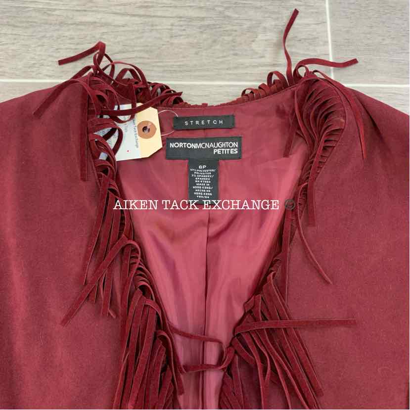Norton McNaughton Faux Suede Fringe Jacket, Size 6 Petite