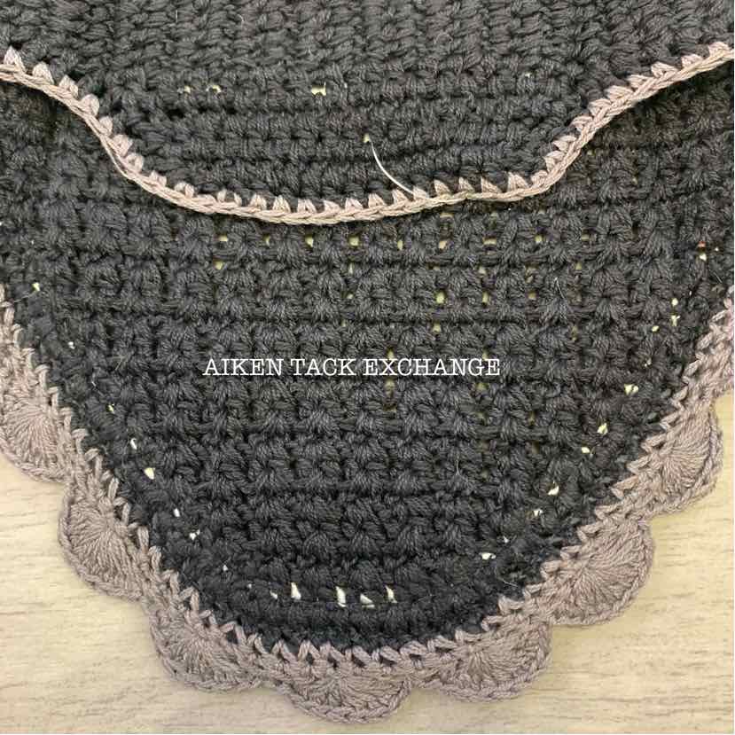 USG by KL Select Fly Veil Ear Bonnet, Black/Ecru/Grey, Size Pony/Cob, Brand New