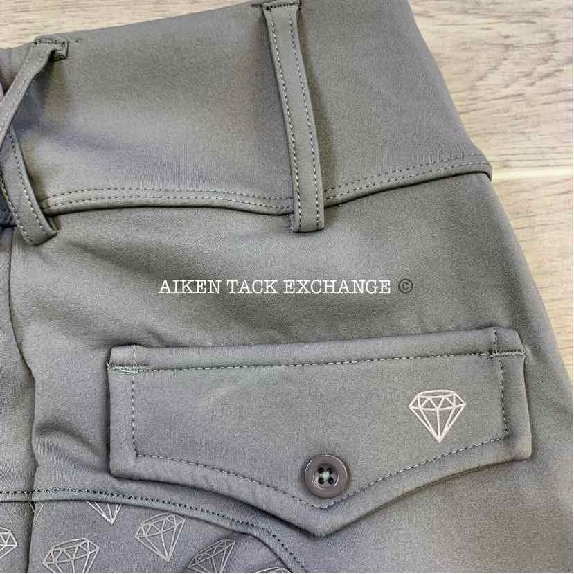 CAS Diamond Silicone Full Seat Compression Breeches, Grey, Size Small