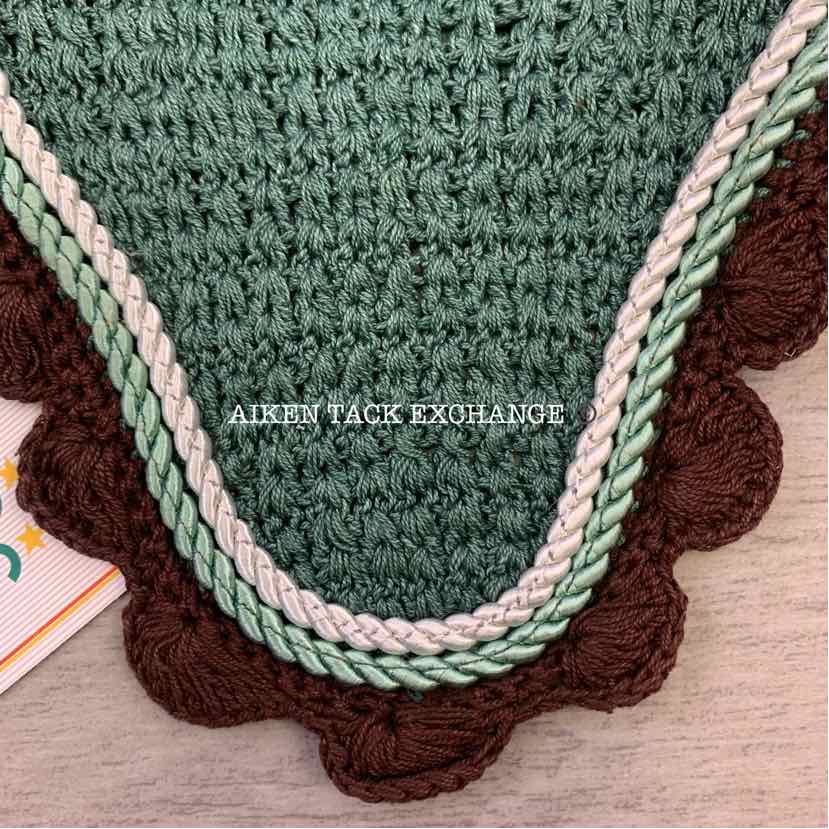 USG by KL Select Fly Veil Ear Bonnet, Dark Green/Ecru/Brown Size Full, Brand New
