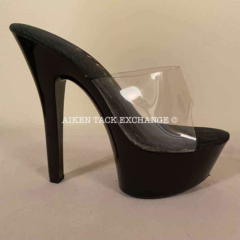 Women's 7, Ellie 601-Vanity Mule with 6" Heel, Clear/Black:Arielle's Wardrobe: Footwear:Ellie:The Aiken Tack Exchange