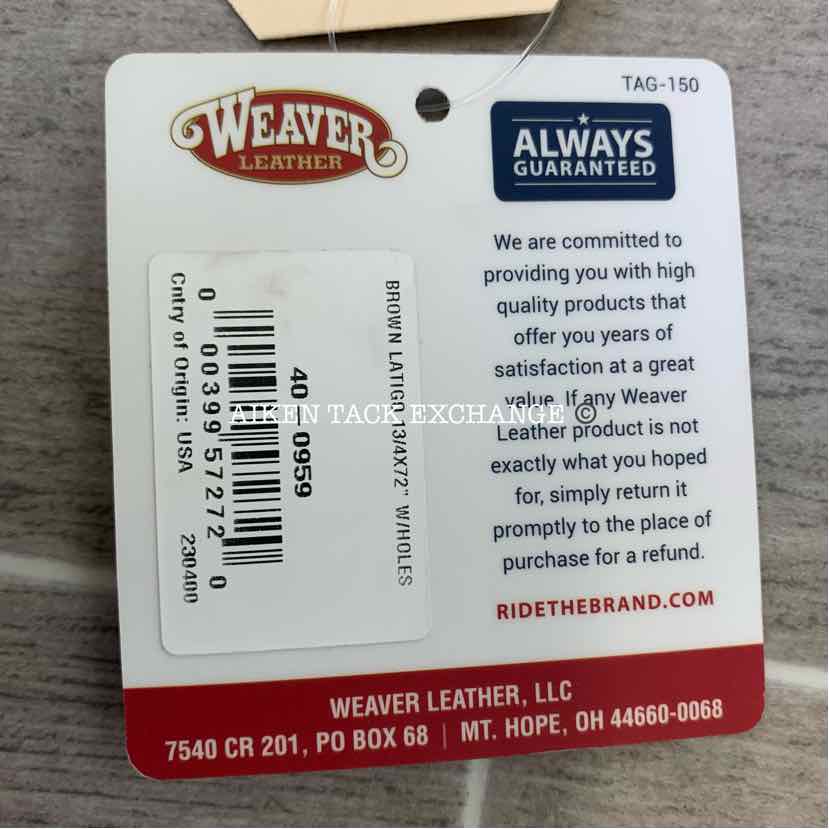 Weaver Leather Latigo Cinch Tie Strap, Brown, 1 3/4" x 72"