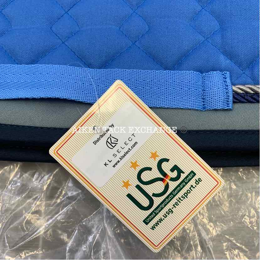 USG by KL Select Pony All Purpose Saddle Pad, Azur Blue/Mud/Navy, Brand New