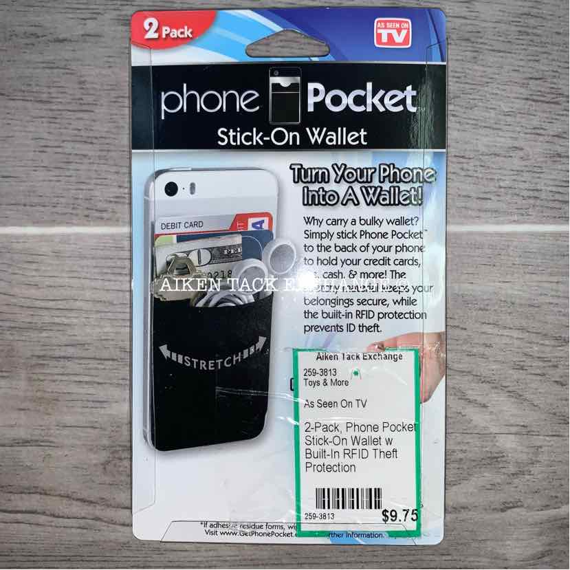 2-Pack, Phone Pocket Stick-On Wallet w Built-In RFID Theft Protection