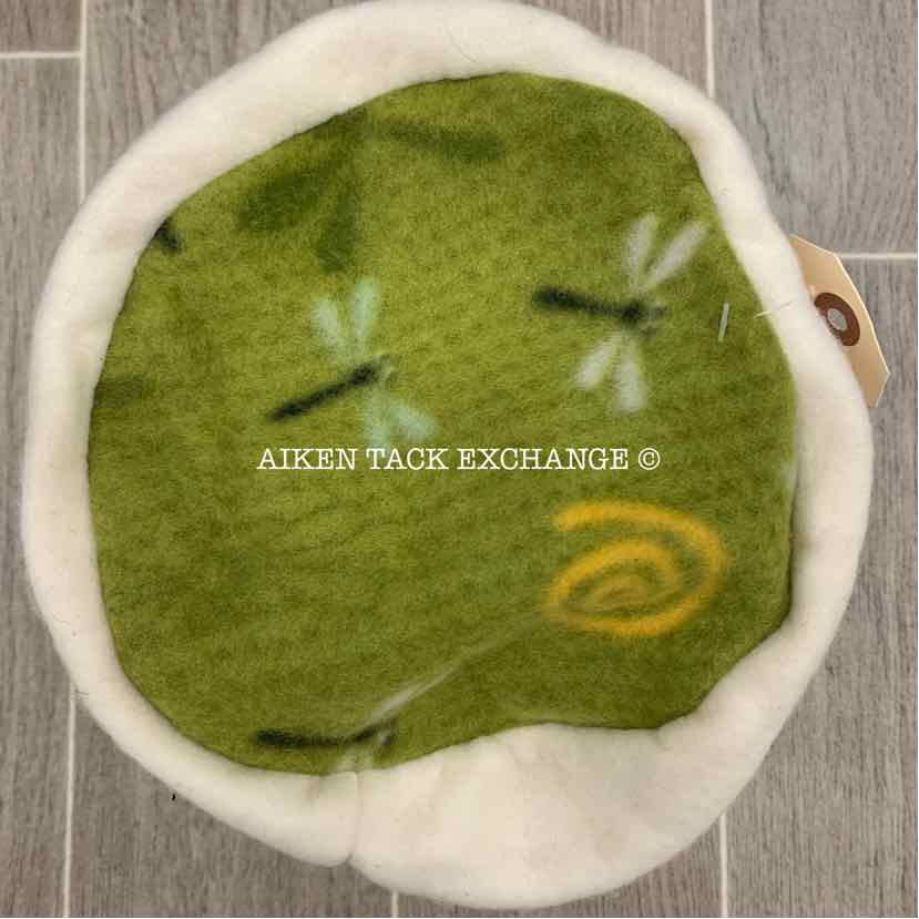 Handmade Fleece Winter Hat - White & Green