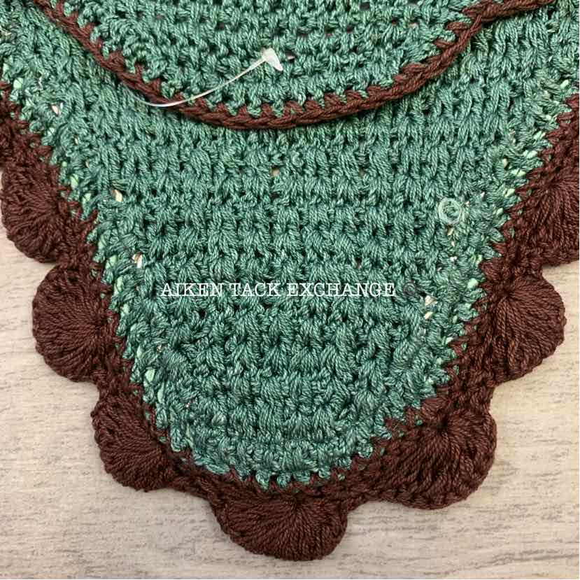 USG by KL Select Fly Veil Ear Bonnet, Dark Green/Ecru/Brown Size Full, Brand New