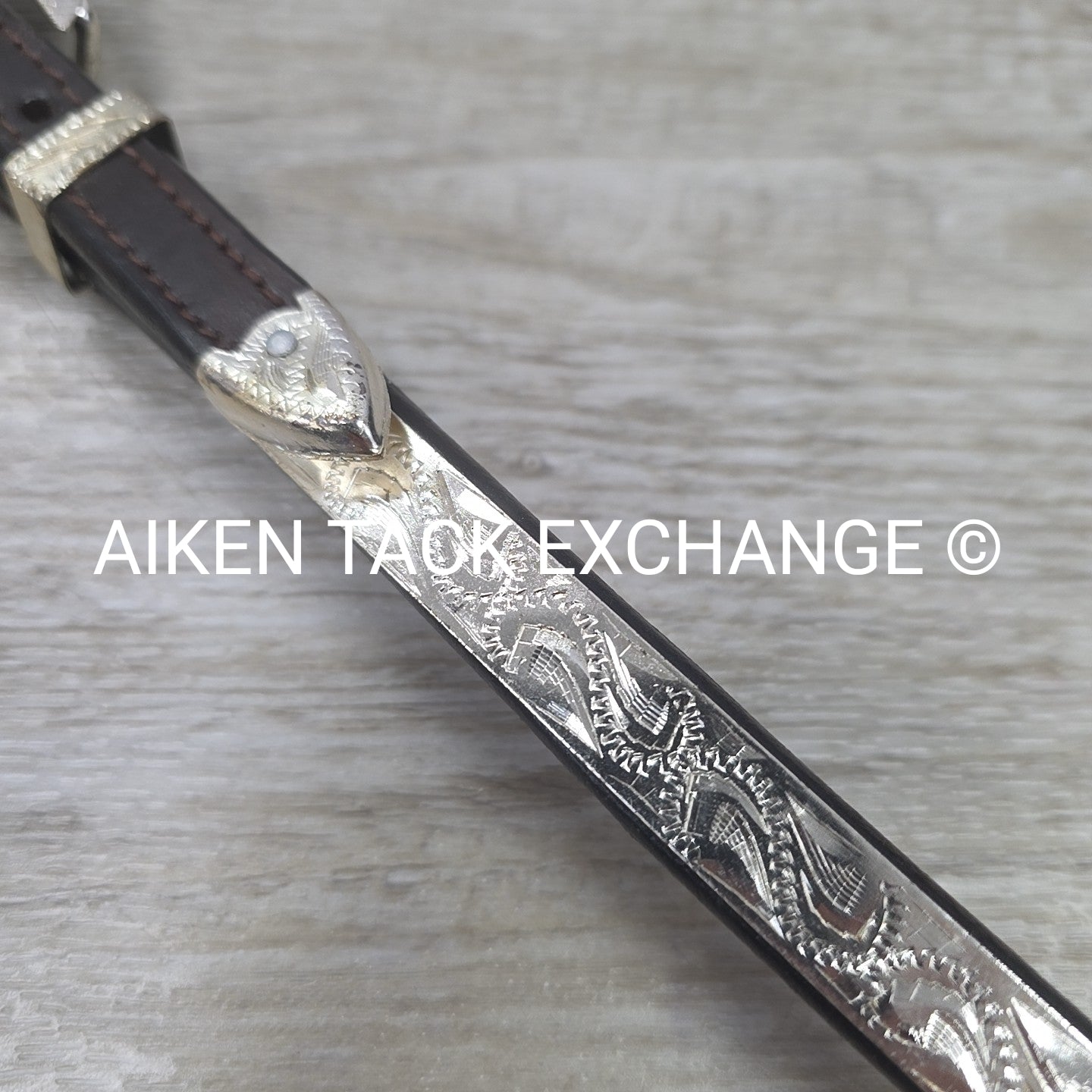 Tough1 Royal King Double Ear Show Headstall with Buckle End Split Reins, Horse