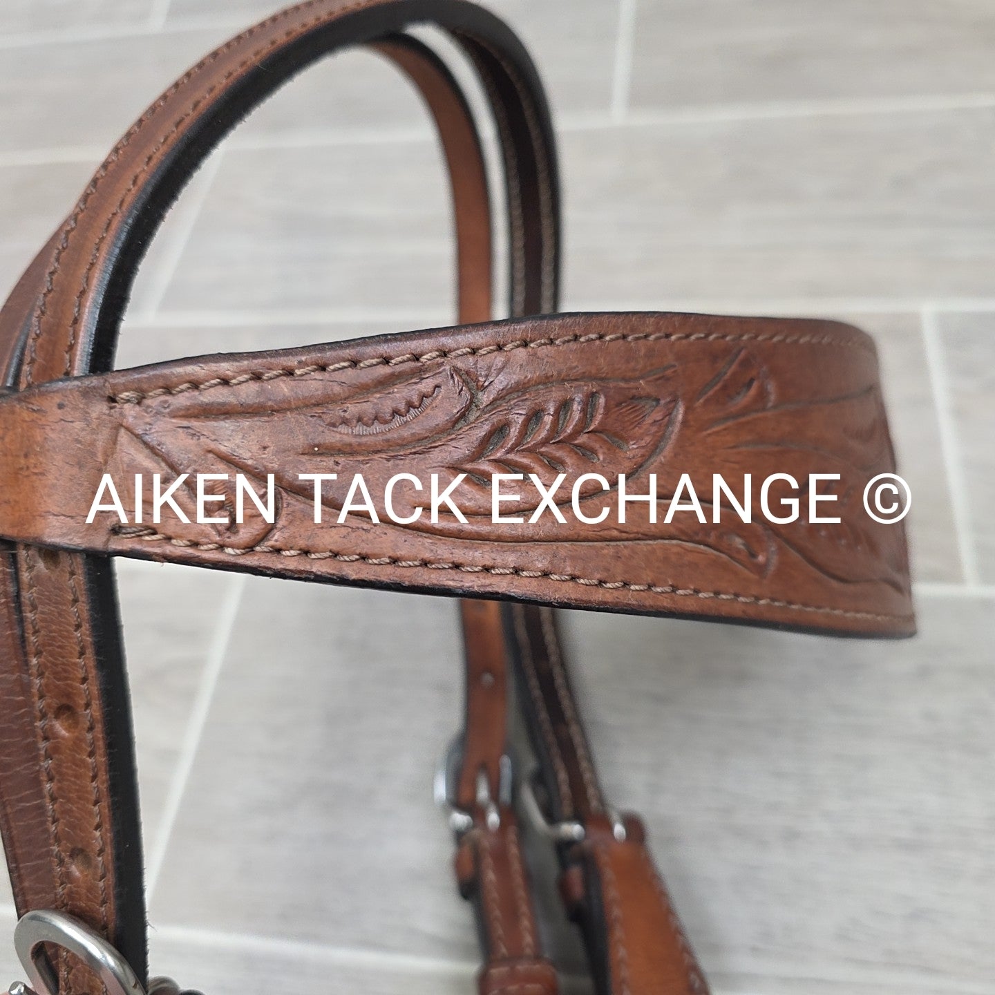 Tooled Leather Western Bridle, Size Draft