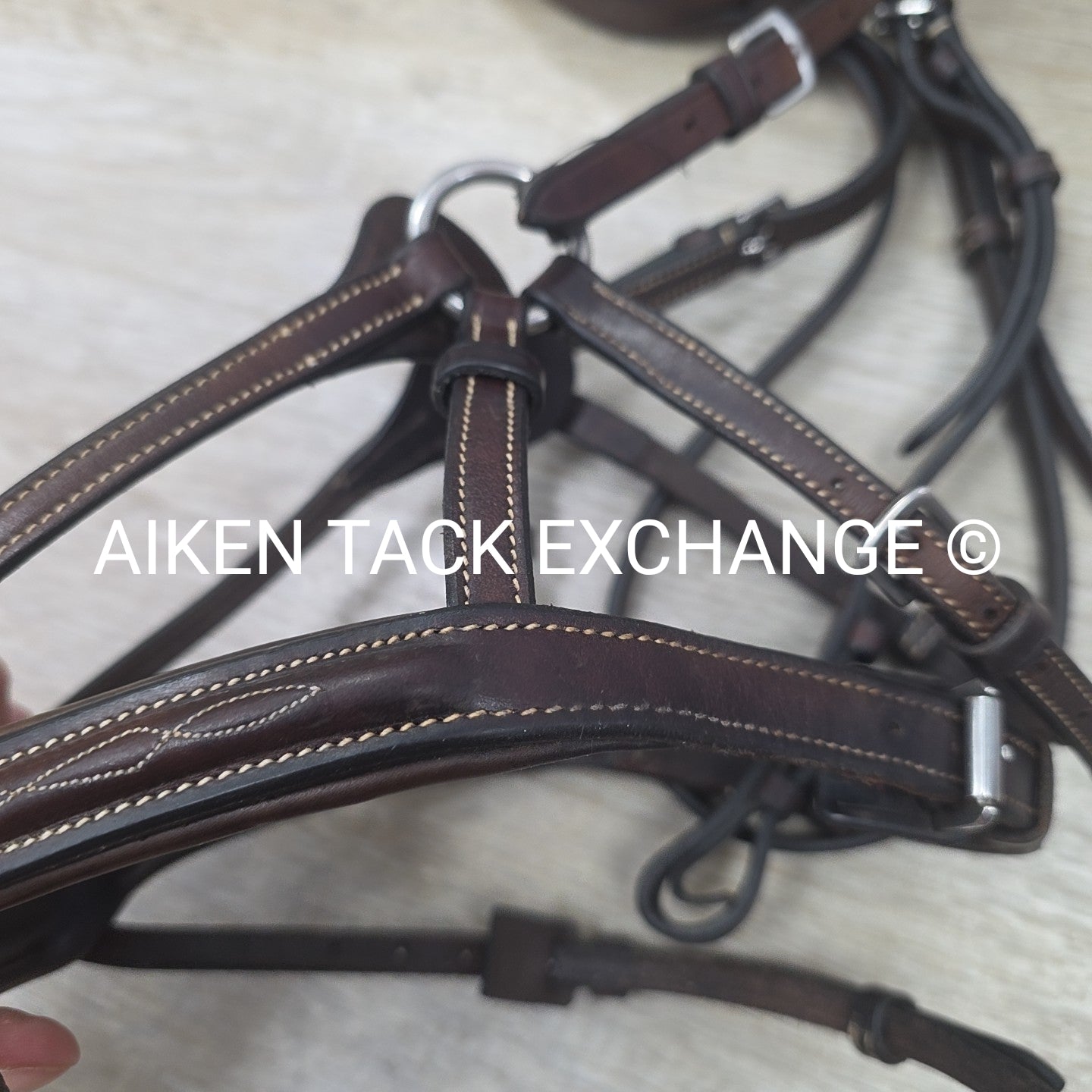 Nunn Finer Arianna Bridle with Halter Ego Bling Browband, No Reins, Brown, Full