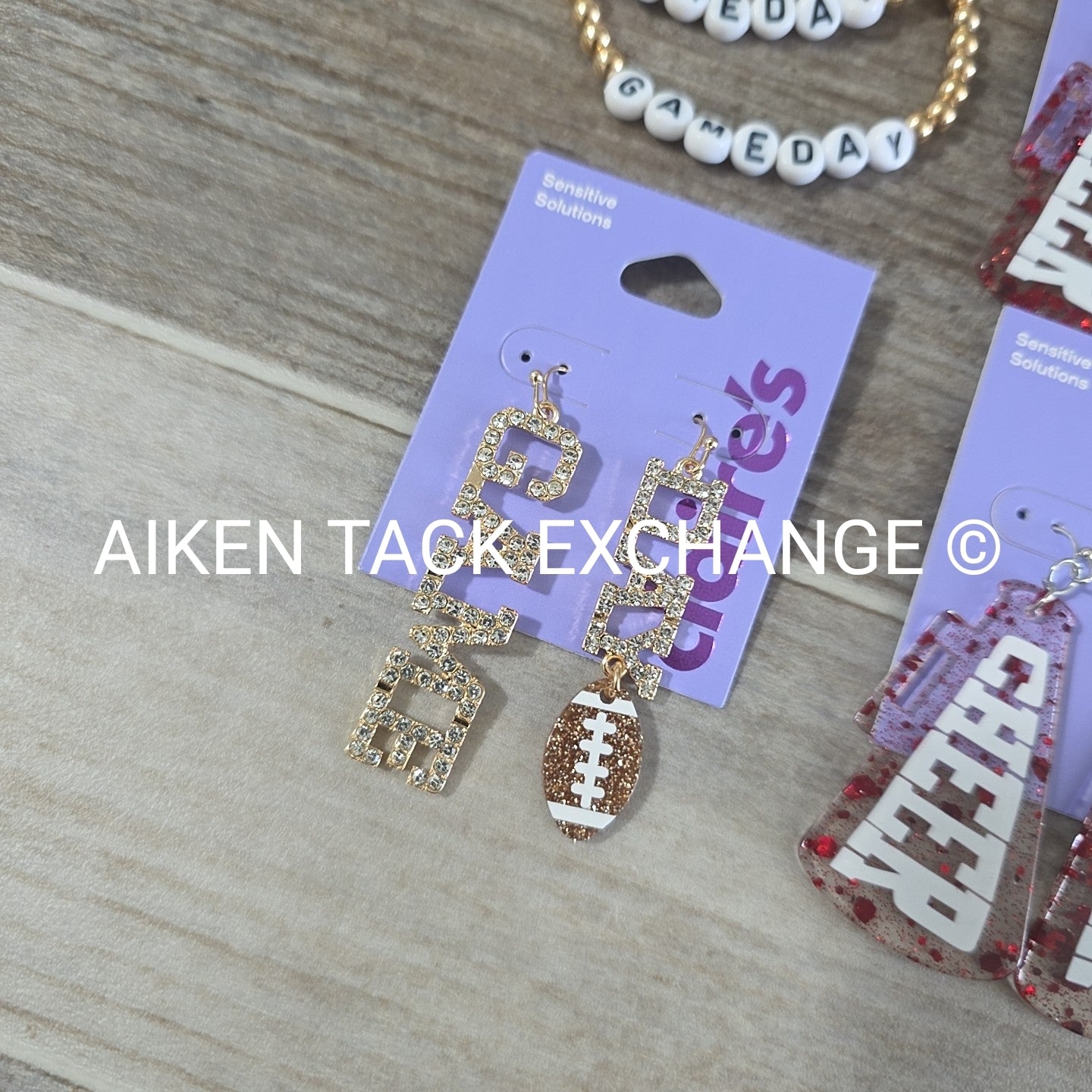 Claire's Game Day Bundle - 3 Pairs of Earrings, 2 Bracelets, 5 Button Pins