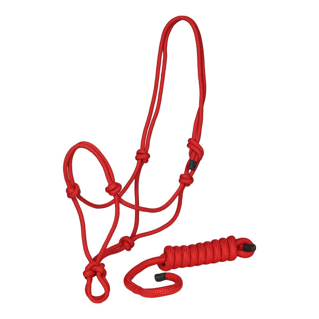 TuffRider Rugged Rope Halter with Matching Lead: Brown / Horse