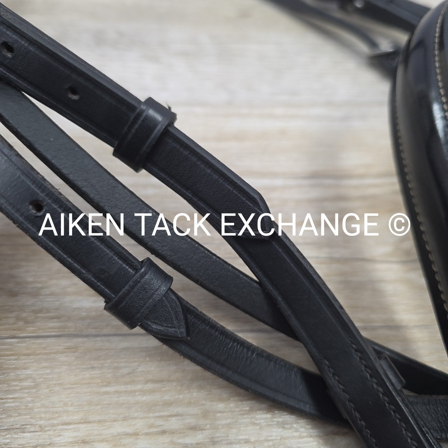 QHP Ahrodite Dressage Bridle with Cotton Web Reins, Black & White, Size Cob