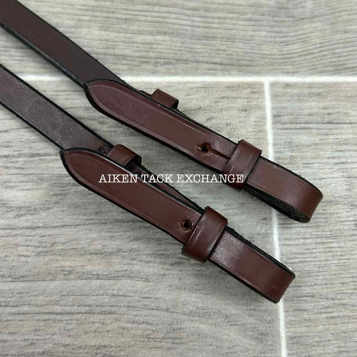 Rubber Lined Curb Reins, Brown, 53"