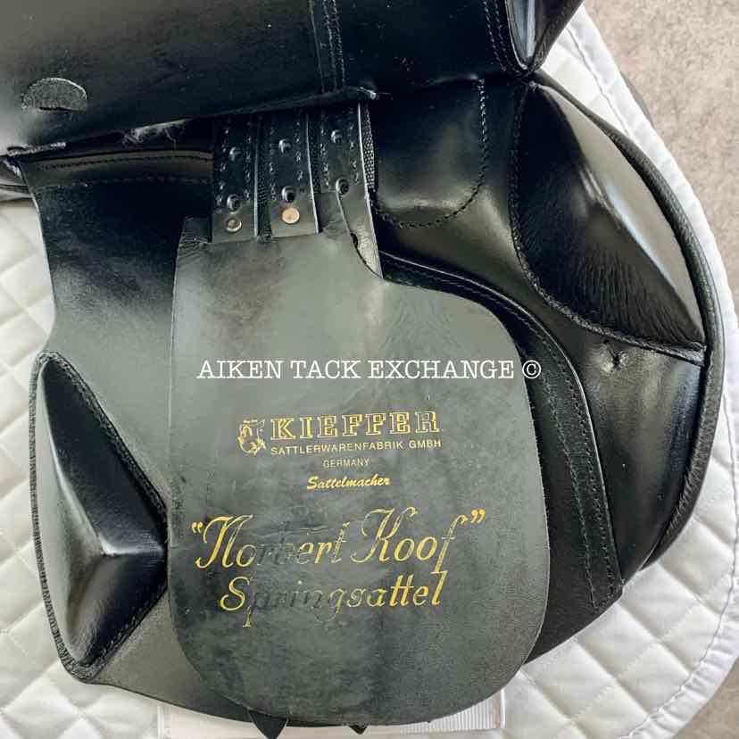 **SOLD** 2002 Kieffer Norbert Koof All Purpose Jump Saddle, 17" Seat, Wide Tree, Wool Flocked Panels