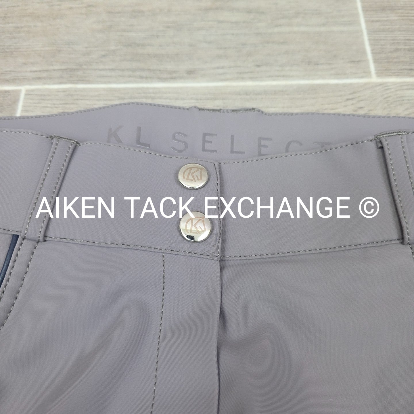 KL Select Gabrielle Full Seat Breeches, Grey/Navy, Women's Size 30R